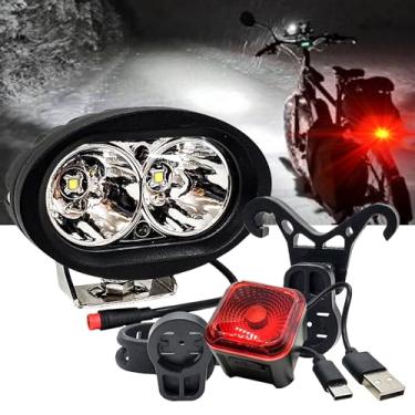 Imagem de OZ-USA E-Bike Farol de LED branco de alto rendimento e recarregável por USB, sensor inteligente de 4 modos, luz de freio 12 V - 60 V, compatível com bicicletas elétricas Vamoose Mammoth Rad RadMini