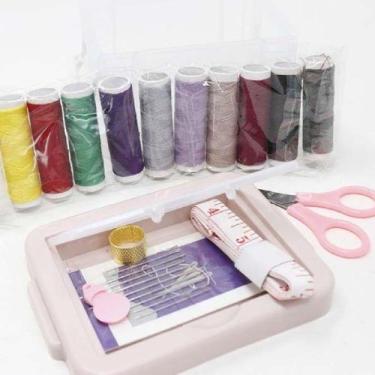 Imagem de 2 Maletas De Costura Kit Com 43 peças Agulha Linhas Tesoura - Y888
