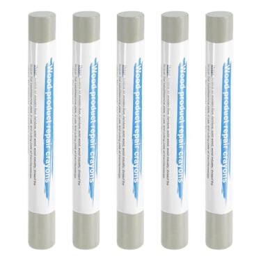 Imagem de HARFINGTON 5 peças de bastões de enchimento de madeira, cera de madeira, retoque de móveis, gizes de cera para reparo de móveis, cinza pequeno