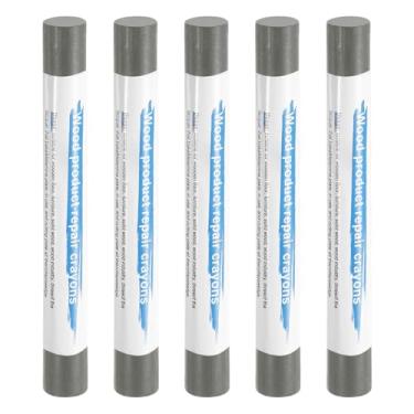 Imagem de HARFINGTON 5 peças de bastões de enchimento de madeira, cera de madeira, retoque de móveis, gizes de cera de reparo para madeira, cinza de mica