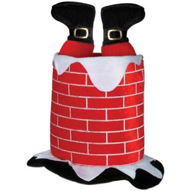 Imagem de Beistle Pacote com 1 chapéu de chaminé de Papai Noel de pelúcia