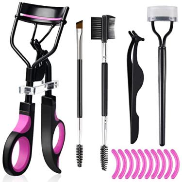 Imagem de Eyelash Curlers Eyebrow Brush Kit for Women w Lash Curler, Eyelash Comb Seperator, Mascara Brushes, Eyelash Extension Tweezers, Angled Eyebrow Brush and Comb, 10 Silicone Refills Pads for Lash & Brow