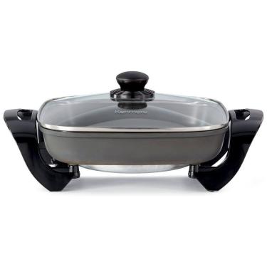 Imagem de Panela Elétrica Kenmore 30x30cm com Controle de Temperatura - Antiaderente, Tampa de Vidro, Cabos, Grelha - Prepare Refogados e Assados com