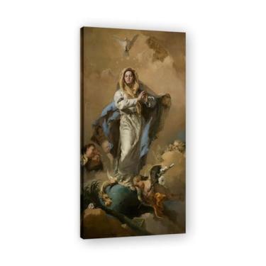 Imagem de A Imaculada Conceição Giovanni Battista Tiepolo Impressão em tela – Obra-prima rococó barroca, pintura escolar de Veneza, pintura a óleo decorativa para galeria doméstica 80 x 160 cm