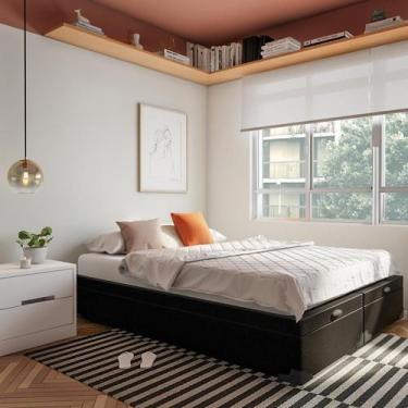 Imagem de Base para Cama Box Queen Madeleine com Baú (45x158x198) Preta - Mobly