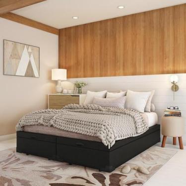 Imagem de Base para Cama Box Queen Maci com Baú (45x158x198) Preta - Mobly