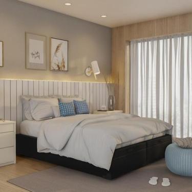 Imagem de Base para Cama Box Queen Mack com Baú (45x158x198) Preta - Mobly