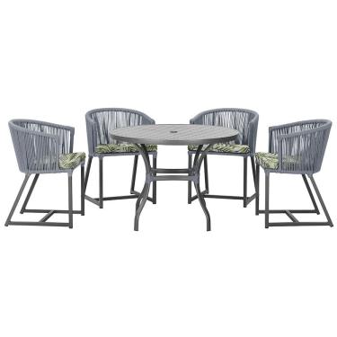Imagem de Mesa com 4 Cadeiras de Jantar Roma 100cm e Noronha em Aluminío