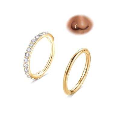 Imagem de MissNity 2 argolas articuladas de aço cirúrgico 316L com zircônia cúbica transparente, 16G 18G 20G Clicker Hoops para narina septo cartilagem hélice Daith Tragus Rook Conch Lip Ear Lobe Piercings, 20g