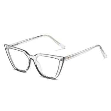 Imagem de HCPIHF Armação de óculos feminina com contraste de cores, retrô, com dobradiça de mola, masculina (tamanho único/1)