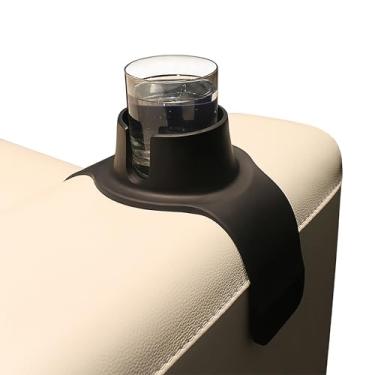 Imagem de HIT PRODUCTS CouchCoaster® - Suporte de copo de sofá de apoio de braço original e patenteado, preto azeite - um porta-copos pesado, de silicone, antiderrapante impede derramamentos no seu sofá