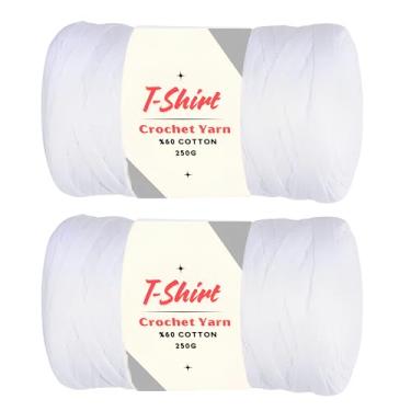 Imagem de Art of Yarn Pacote com 2 camisetas de fios %60 algodão para crochê, tricô, macio% 40% tecido de poliéster camiseta para iniciantes 500 g, porta-copos de 274 metros perfeita para bolsas, cestas