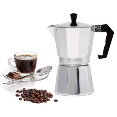 Imagem de Cafeteira Italiana Moka, 300ml (6 xícaras) - Tradicional de Fogão em Alumínio - Fácil de Usar e Limpar