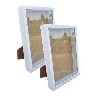 Imagem de Kit 2 Molduras Caixa Alta Expositora Com Suporte 20x30cm - Revestida - 1,5x4,5 Cor:Branco;Tamanho:20X30 cm