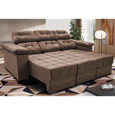 Imagem de Sofa Itália 2,25 Mts Retrátil E Reclinavel Tecido Suede Castor - Cama Inbox