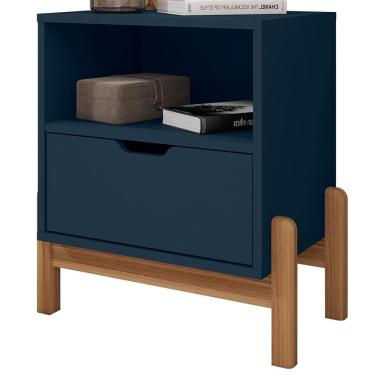 Imagem de Mesa De Cabeceira 1 Gaveta 004015 Azul Cobalto Dcasa Azul Cobalto