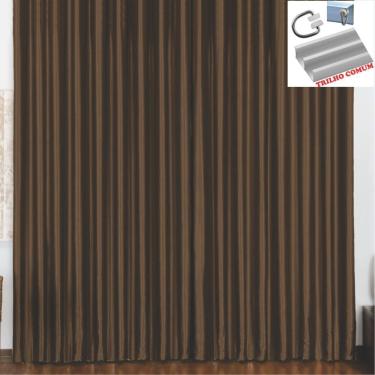 Imagem de Cortina 3 Mts Sala Quarto Escritório Blackout Original Para Trilho Comum - Tabaco