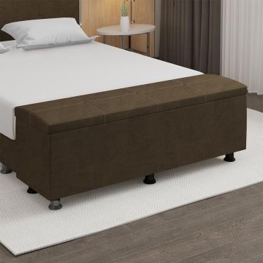 Imagem de Baú Sapateira Estofada Casal King Size 195 Cm Terra Veludo Skybox Marrom