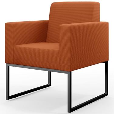 Imagem de Poltrona Para Sala De Estar Base Fixa De Metal Helô L02 Tecido Terracota