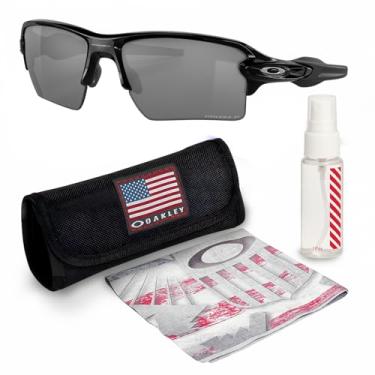 Imagem de OAKLEY Armação preta polida OO9188 FLAK 2.0 XL – Lente polarizada preta PRIZM, óculos de sol retangulares polarizados com kit de óculos oficial eSHADES, Preto polido polarizado (59 mm), 59 mm