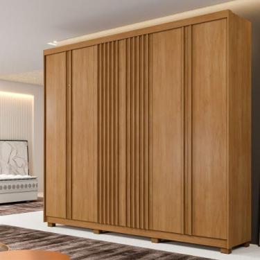 Imagem de Guarda Roupa Casal Ripado 6 Portas com Pés Montreal Benetil, Cinamomo