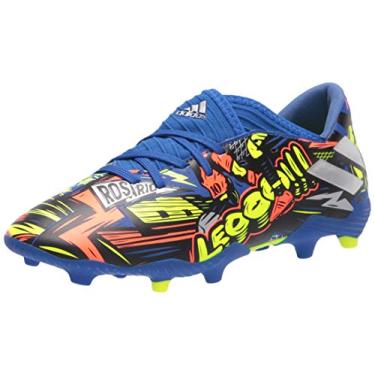 Imagem de Tênis de futebol infantil Adidas Nemeziz Messi 19,3 Firm Ground, Royal Blue/Silver/Yellow, 5.5 Little Kid