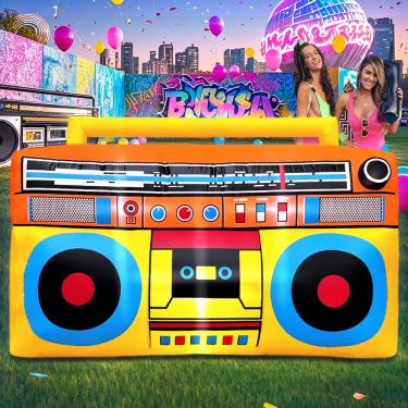 Imagem de KOOY Decoração De Festa Dos Anos 80 E 90, Rádio Boombox Inflável 1,5 M, Luzes Led Infláveis, Lembrancinhas Para Tema Hip Hop Aniversário, Música, Disco Retrô