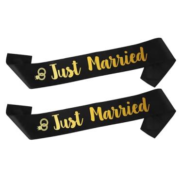 Imagem de Brosash Faixa Para Recém-Casados - Conjunto De 2 Peças Ouro Noivos, Decorações Festa Casamento, Chá Panela, Decoração Lembrancinhas Despedida Solteira, Acessórios Presentes Solteiro, Fitas Noivado