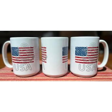 Imagem de Caneca com bandeira americana patriota dos EUA, ótimo presente para homens, pai, marido, militar, veterano, 4 de julho, Old Glory America the Beautiful, 425 g, melhor caneca de chá de café
