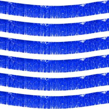 Imagem de We Moment Pacote Com 6 Faixas De Fitas 3 Metros Comprimento, Guirlanda Franjas Folha Azul, Faixa Enfeites Metálicos, Cortina Para Pendurar Na Parede, Cenário Glitter Carros Alegóricos, Decorações Fe