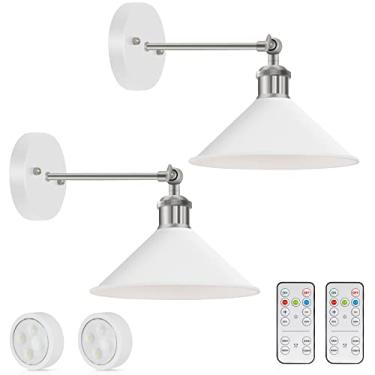 Imagem de LABOREDUCER Conjunto De Dois Apliques Parede A Pilhas Laboreducer, Iluminação Branca Flexível Com Controle Remoto, Luzes Montagem Sem Fio, Luminárias Para Quarto, Sala Estar, Escada