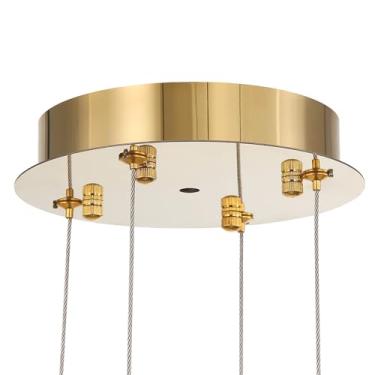 Imagem de dolria Adaptador De Teto Inclinado Dourado Para Lustre Moderno Cristal, Lustres Grandes 6,8'' Diâmetro E 39,3'' Altura Ajustável