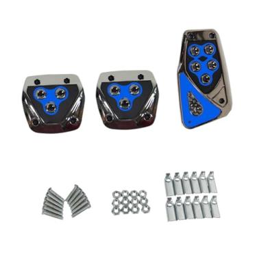 Imagem de FJMQHU Conjunto de Almofadas para Pedal de Carro Antiderrapantes, Fácil Instalação, Capas Antiderrapantes para Pedal de Freio E Acelerador, Substituição para, Equipamento Manual Azul