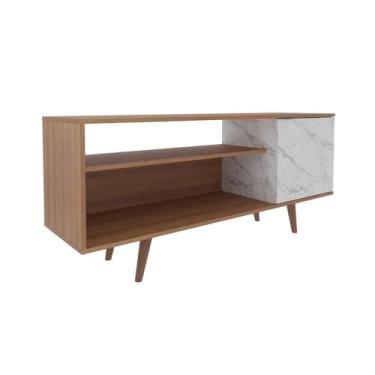 Imagem de Rack Para TV até 42 Polegadas 1 Portas R1486 Amêndoa/Mármore Branco