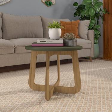 Imagem de Mesa De Centro Redonda Em MDF Artely Jasmin Cor Menta com Carvalho