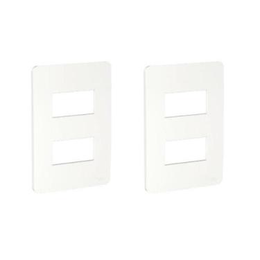 Imagem de Kit 2x Placa 4X2 2 Módulo Branco Orion Schneider com Suporte