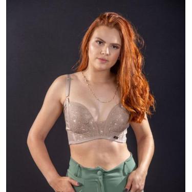 Imagem de Sutiã top decote profundo - MB CINTAS , Bege, G