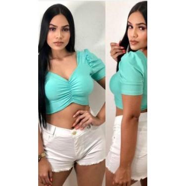 Imagem de blusa feminina manga princesa bufante drapeado na frente - moda filo, 