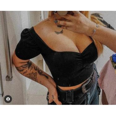 Imagem de blusa feminina manga princesa bufante drapeado na frente - moda filo, 