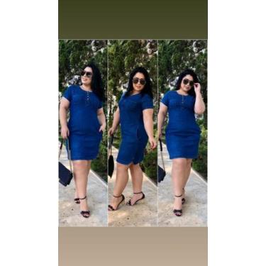 Imagem de Vestidos jeans plus size - Neidefashion, GG, Claro, Escuro
