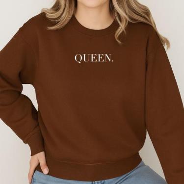 Imagem de Moletom Gola Careca Modinha Estampa Queen 041 Rainha Adolescente Mulhe
