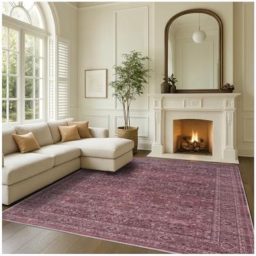 Imagem de Fame Rugs Tapete turco Lavável Vintage Oriental Inspirado Tradicional Tapete Pequeno Moderno Tapetes de Entrada Luxo Entrada Quarto Banheiro Cozinha (395RR, 4'9 x 6'9)