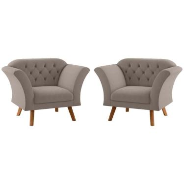 Imagem de Conjunto Poltrona Decorativa Roseira Inca Sépia