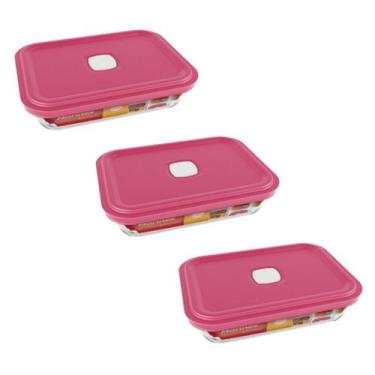 Imagem de Pote de Vidro Retangular Facilita Marmita 750ML Marinex 3Un - NADIR FI