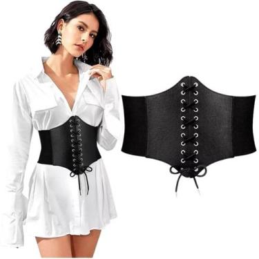 Imagem de Corset Cinto Corpete Corselet Espartilho Elástico Couro Pu - Modas Fag