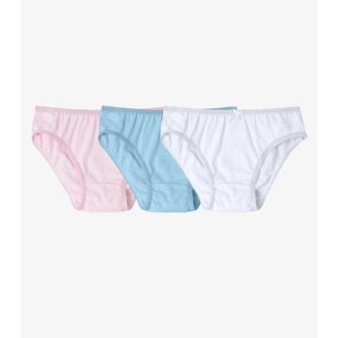 Imagem de Kit 3 Calcinhas Infantil Lisas Em Algodão Select Branco, 6, Branco