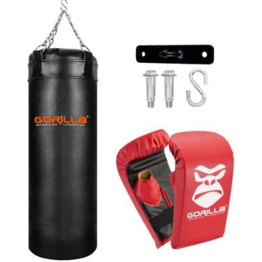 Imagem de Saco De Pancada 70 Cm + Luva Infantil + Suporte - Gorilla, Preto verme