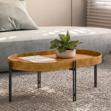 Imagem de Mesa de Centro Bete 93cm no Couro Caramelo - sallar home