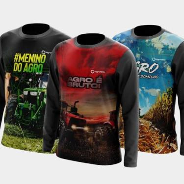 Imagem de Combo Kit 3 Camisas Agro Masculinas Manga Longa Zíper Proteção Uv Temá