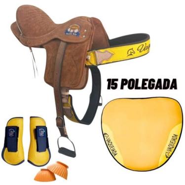 Imagem de Sela Semi Profissional Vaquejada Cavalo em Couro manta caneleira - sel